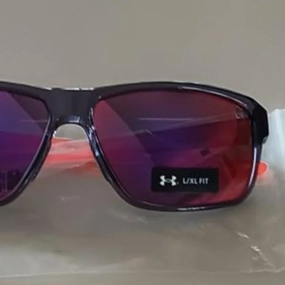 UNDER ARMOUR KICKOFF Sunglasses Red Mirror Lens Rectangular Gray Frame NEW